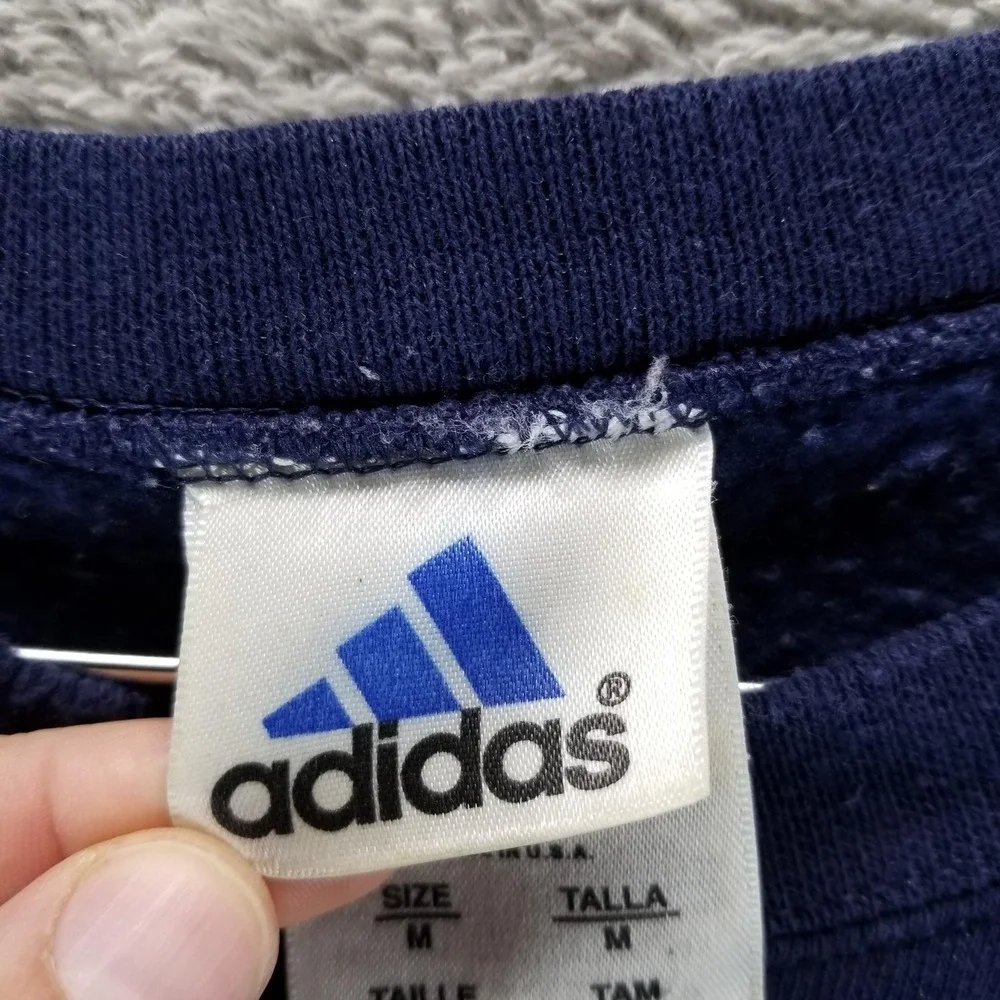 VTG Adidas‎ Sweatshirt Mens M Blue Fleece Crewneck Made in USA Cross Training